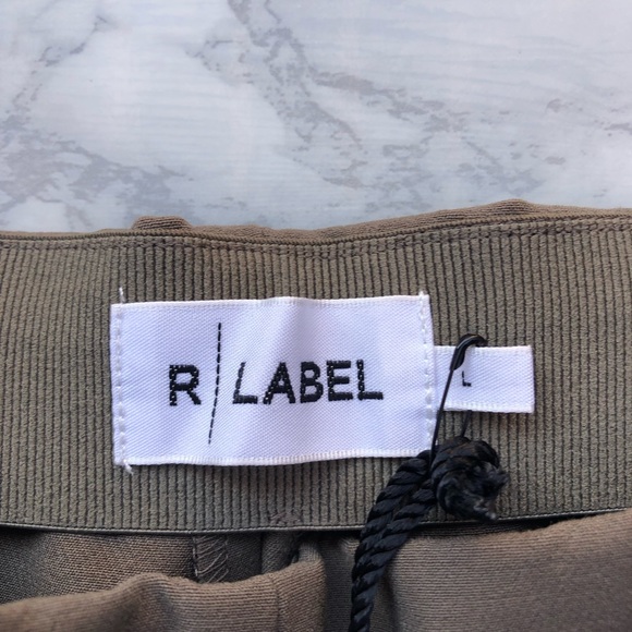 R Label The Reset Side Zip Skinny Pants Olive Green Work Office Pant NEW Large - Picture 6 of 15